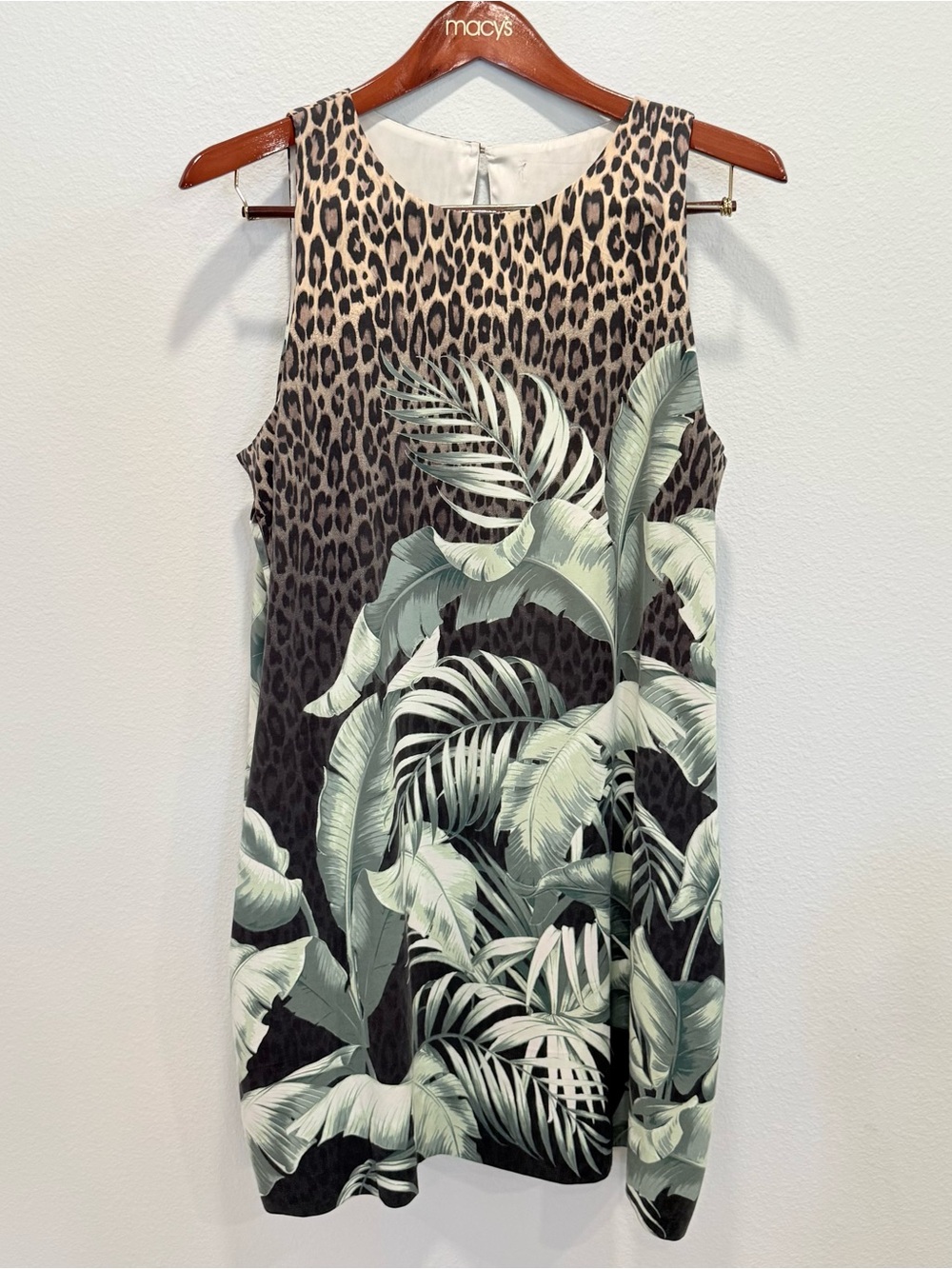 Tommy Bahama Silk Foliage Leopard Print Shift Dress Green Size L